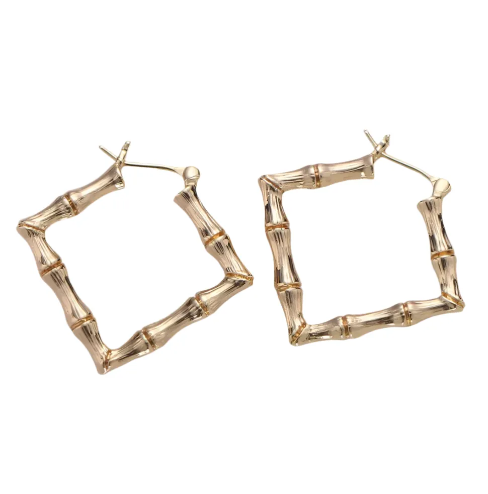 Bamboo Geometric Hoop in 18K Gold-Filled