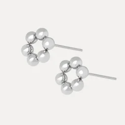 Bead Flower Studs in 18K Gold-Plating or Silver