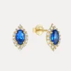 Blue Evil Eye Studs in 18K Gold-Plating with Cubic Zirconia