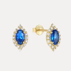 Blue Evil Eye Studs in 18K Gold-Plating with Cubic Zirconia