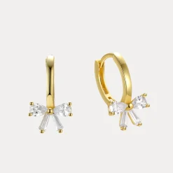 Bow Huggies in 18K Gold-Plating or Silver with Cubic Zirconia