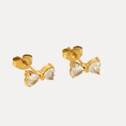 Bow Vermeil Studs in 18K Gold-Plating with Cubic Zirconia