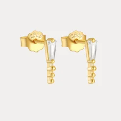 Classic Vermeil Studs in 18K Gold-Plating with Cubic Zirconia