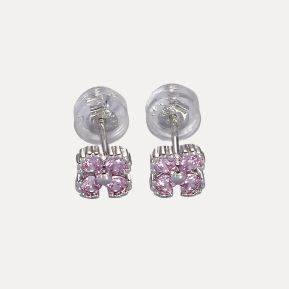 Clover Flower Studs in 24K Gold-Filled with Cubic Zirconia