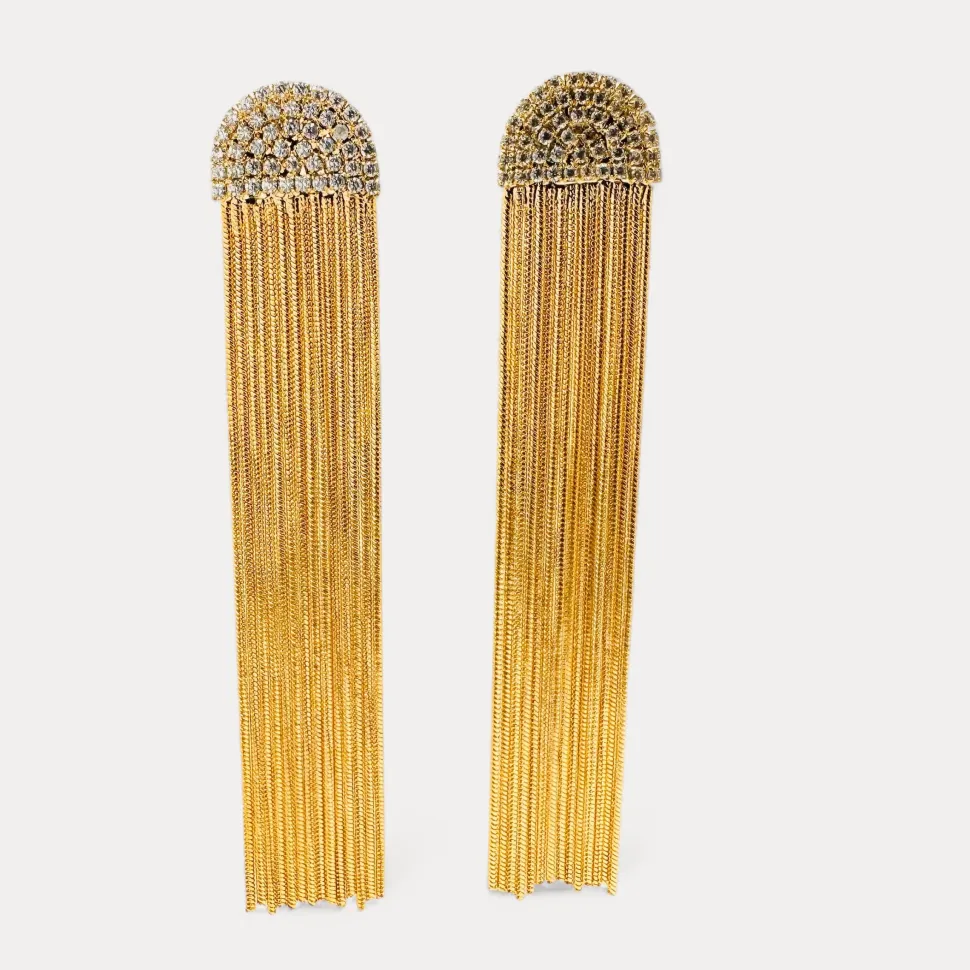 Diamond Long Chain Tassel in 18K Gold-Plating with Cubic Zirconia