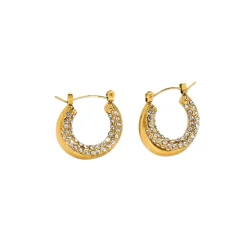Double Layer Hoops in 18K Gold-Plating with Cubic Zirconia
