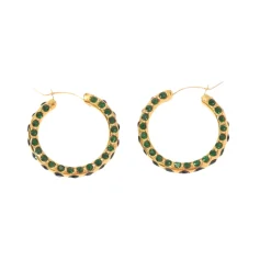 Emerald Dotted Hoops in 18K Gold-Plating