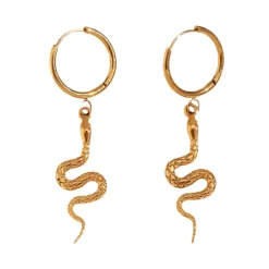 Engraved Snake Drops in 18K Gold-Plating