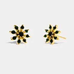 Flower Snowflake Studs in 18K Gold-Plating with Cubic Zirconia