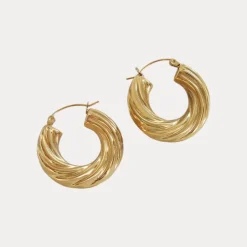French Twist Hoop in 18K Gold-Plating