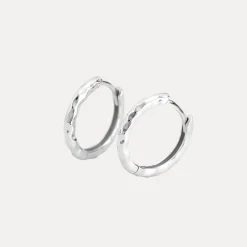 Hammered Huggies in Silver
