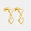 Heart Bezel Dangles in 18K Gold-Plating with Cubic Zirconia