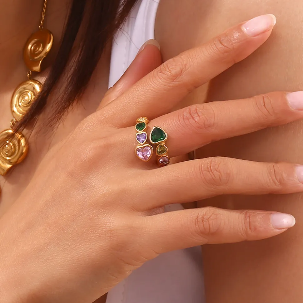 18 Heart Bezel Rings