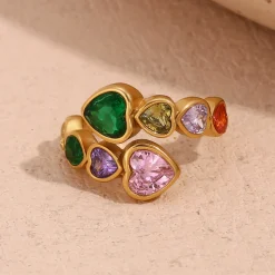 18 Heart Bezel Rings
