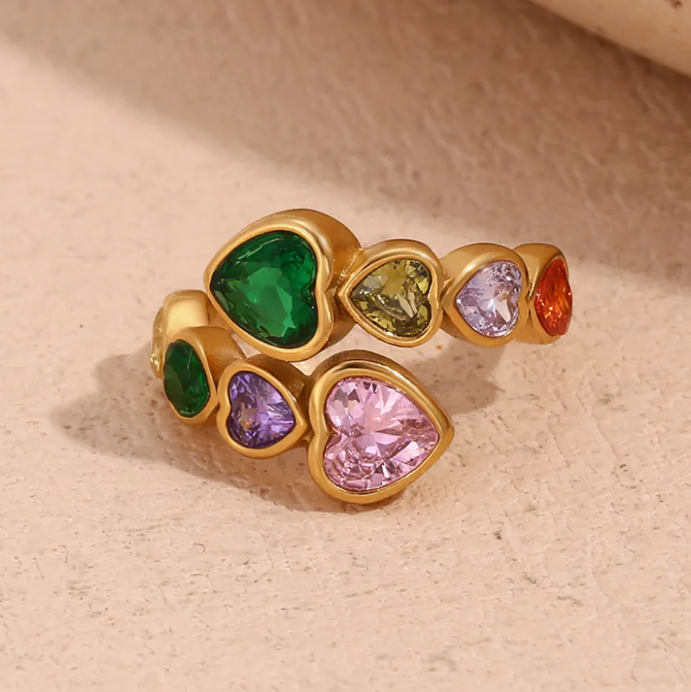 18 Heart Bezel Rings