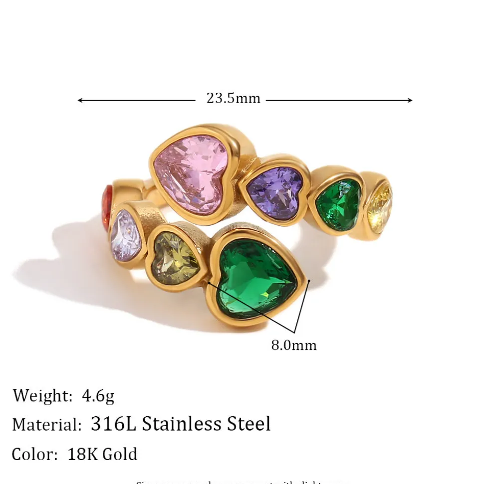 18 Heart Bezel Rings