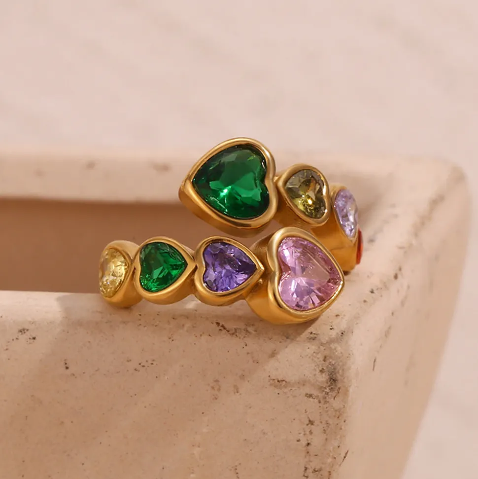 18 Heart Bezel Rings
