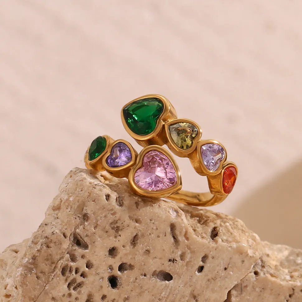 18 Heart Bezel Rings