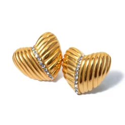 Heart Studs in 18K Gold-Plating with Cubic Zirconia