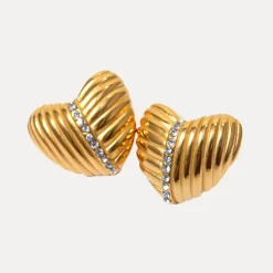 Heart Studs in 18K Gold-Plating with Cubic Zirconia