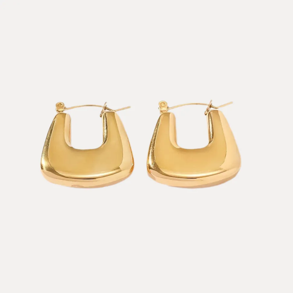 Hollow Irregular Square Hoops in 18K Gold-Plating