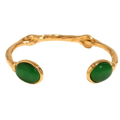 18K Agate Open Bangle