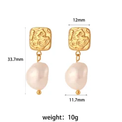 18K Baroque Freshwater Pearl Stud Drop Earrings