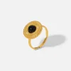 18K Black Semi Precious Stone Open Ring