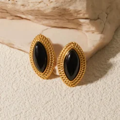 18K Black Vintage Statement Earrings