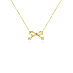 18K Bow CZ Necklacd