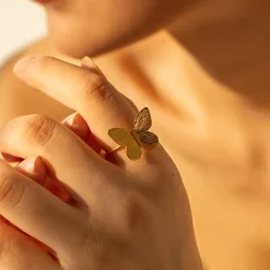 18K Butterfly Adjustable Ring