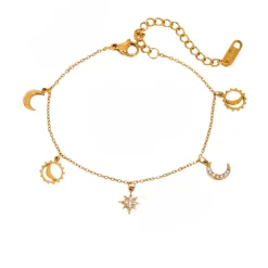 18K Celestial Charms Dainty Bracelet