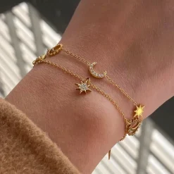 18K Celestial Charms Dainty Bracelet