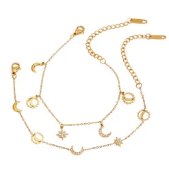 18K Celestial Charms Dainty Bracelet