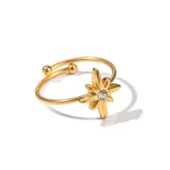18K Celestial Star Open Ring