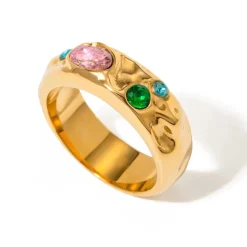 18K Chunky Multi Stones Ring