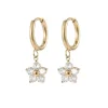 18K Clear Flower Charm Huggies