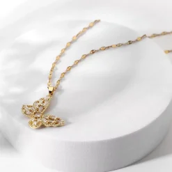 18K CZ Butterfly Necklace