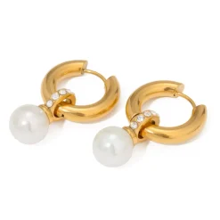 18K CZ Pearl Pendant Earrings