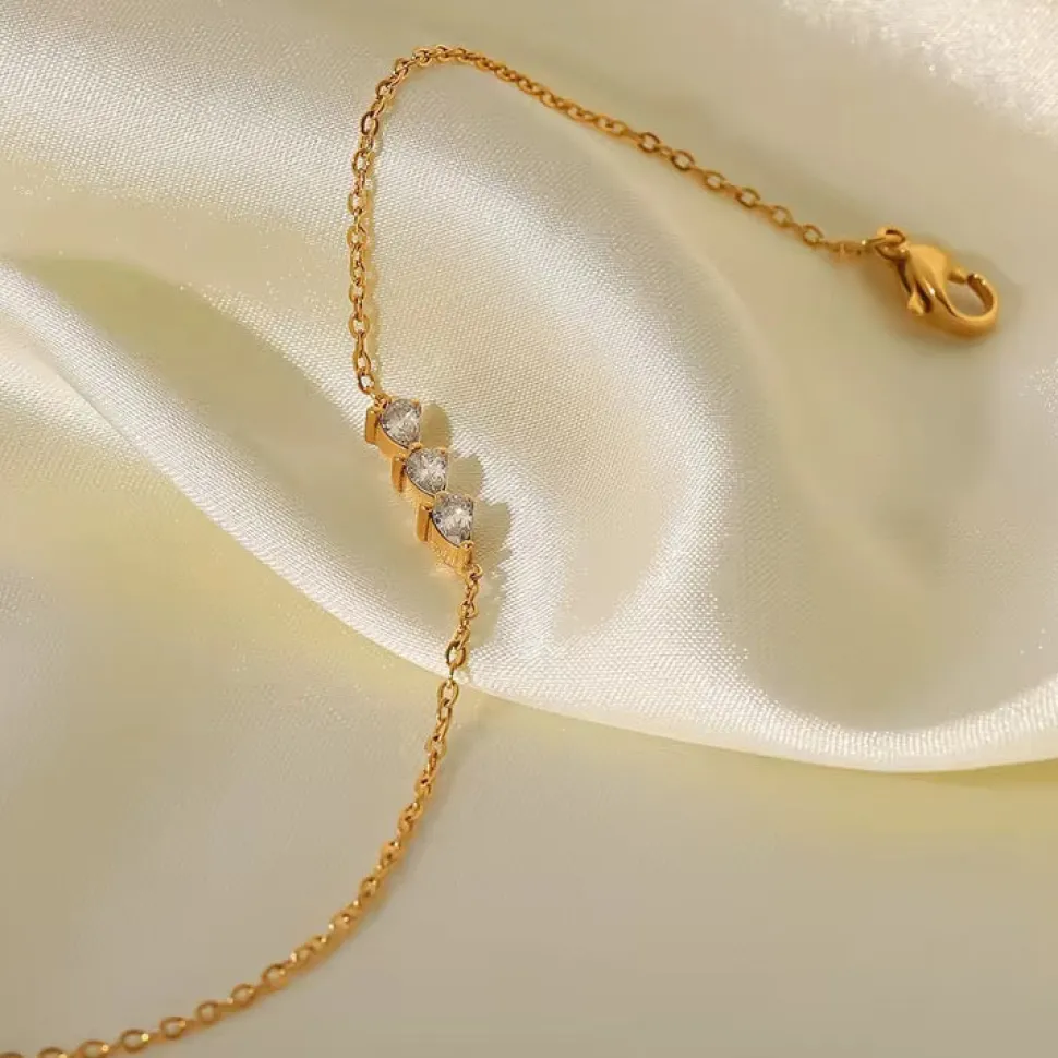 18K Dainty Arrow CZ Bracelet