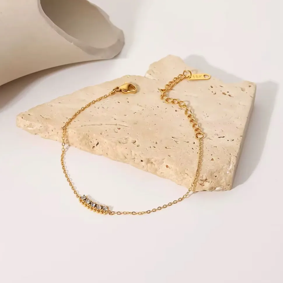 18K Dainty Bar CZ Bracelet