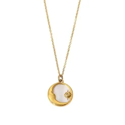 18K Dainty Chain Celestial Mother of Pearl Necklace