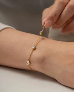 18K Dainty CZ Round Bracelet