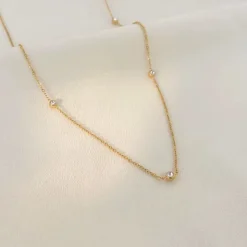 18K Dainty CZ Round Necklace