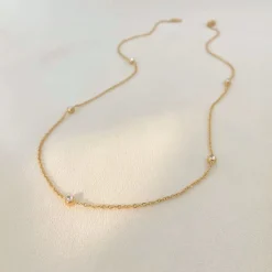 18K Dainty CZ Round Necklace