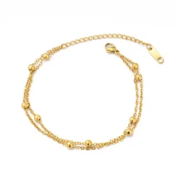 18K Dainty Layered Dotted Bracelet