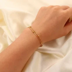 18K Dainty Layered Dotted Bracelet