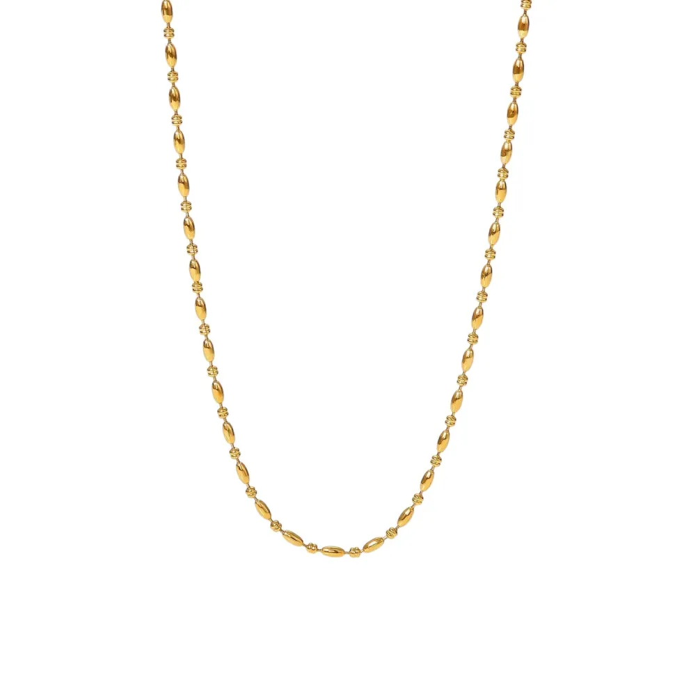 18K Dainty Oval Bead Chain