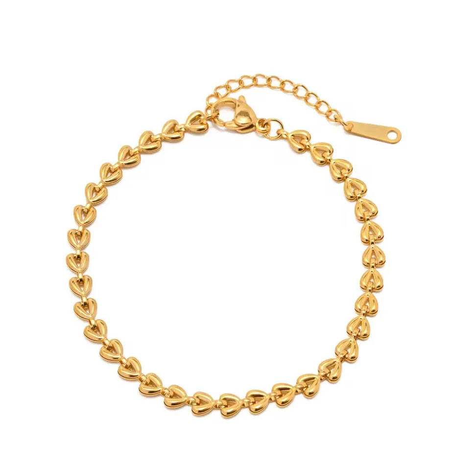 18K Dainty Solid Hearts Pendant