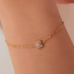 18K Dainty Square CZ Bracelet